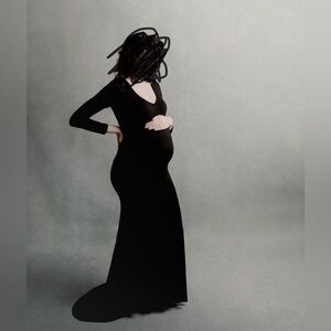 Pink Blush Maternity Photoshoot Black Long Sleeve Gown
